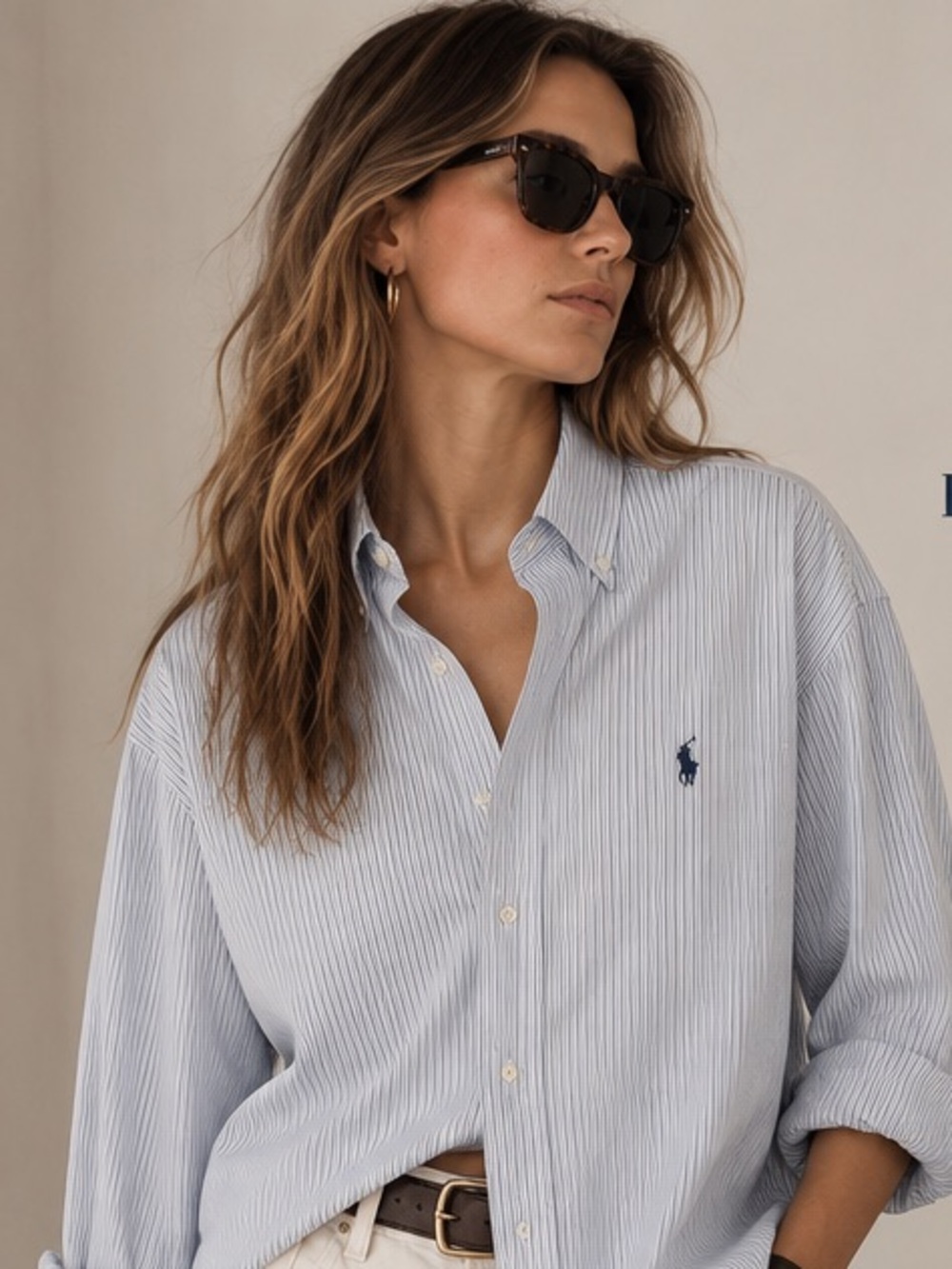 Vintage Ralph Lauren Blake Blue Stripe Cotton Button Down Shirt M